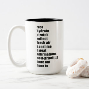 Rest Hydrate Stretch Reflect Sunshine Sweat Two-Tone Coffee Mug