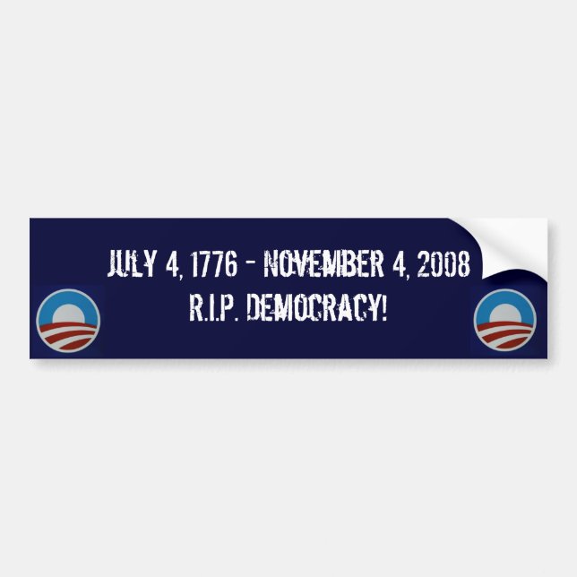Rest In Peace Democracy Bumper Sticker (Front)