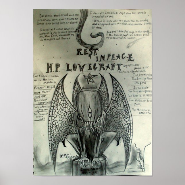 Rest in Peace H.P. Lovecraft Poster (Front)
