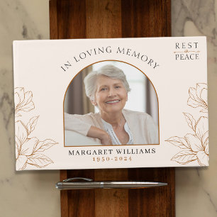 Rest in Peace In Memory Of Floral Photo Funeral Guest Book