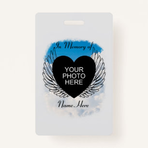 Rest In Peace In Memory of Wings and Clouds ID Badge