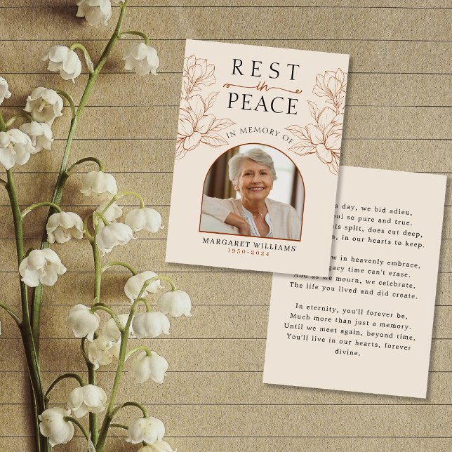 Rest in Peace Memory Floral Photo Funeral Prayer Enclosure Card (Rest in Peace Memory Floral Photo Funeral Prayer Enclosure Card
)