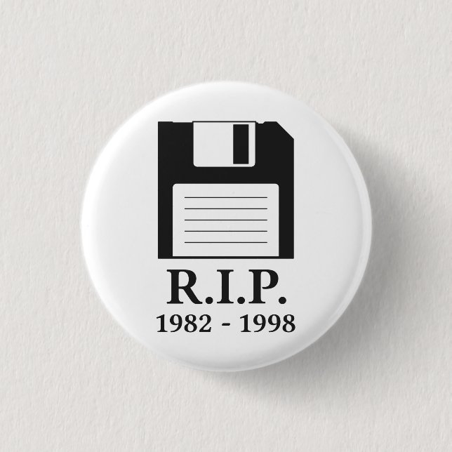 Rest in Peace RIP Floppy Disc 3 Cm Round Badge (Front)