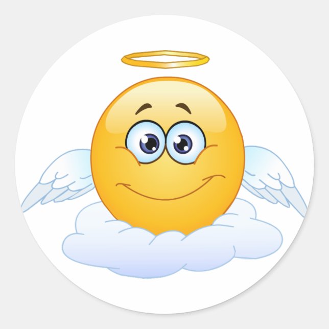 Rest in Peace RIP Heaven Angel Emoji Classic Round Sticker (Front)