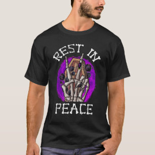 Rest In Peace Skeleton Hand Peace Sign T-Shirt