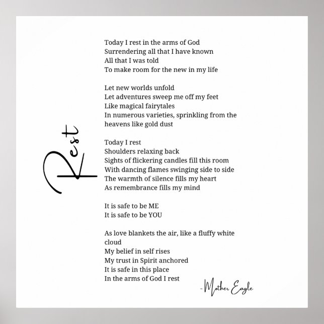 Rest In The Arms Of God Love poem poster wall art  (Front)