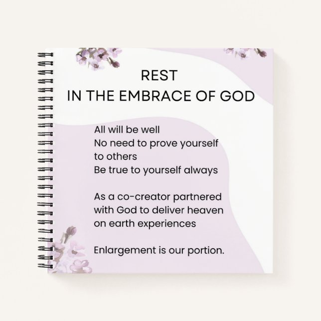Rest In The Embrace Of God Poem  Notebook (Front)