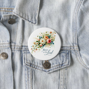 Rest in the Lord floral 7.5 Cm Round Badge