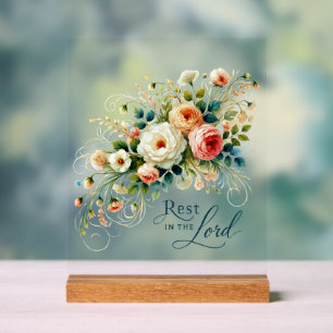 Rest in the Lord floral Acrylic Sign