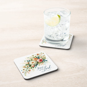 Rest in the Lord floral Coaster
