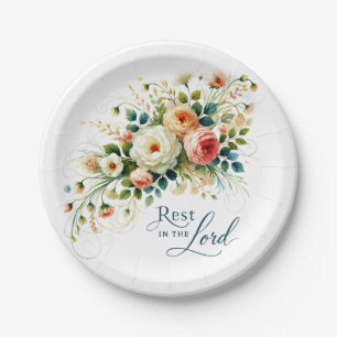 Rest in the Lord floral Paper Plate