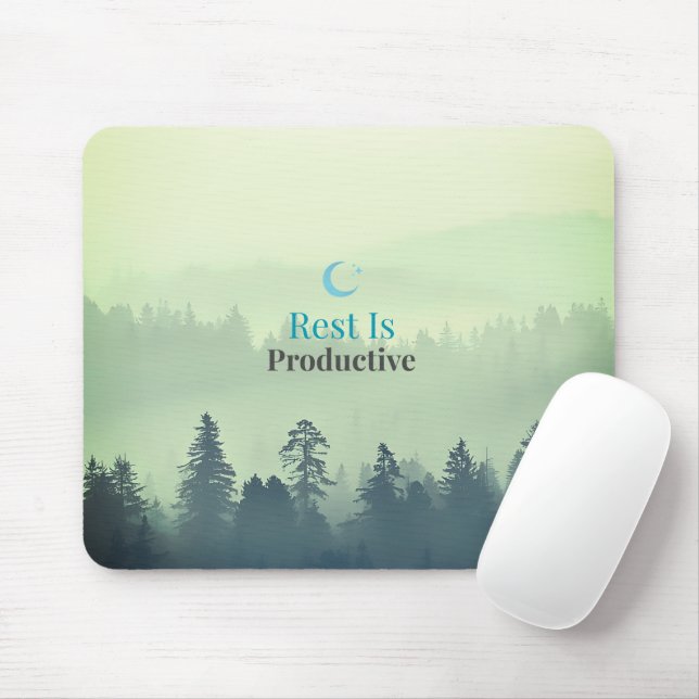 Rest Is Productive – Minimal Motivational Mouse Pa Mouse Mat (With Mouse)