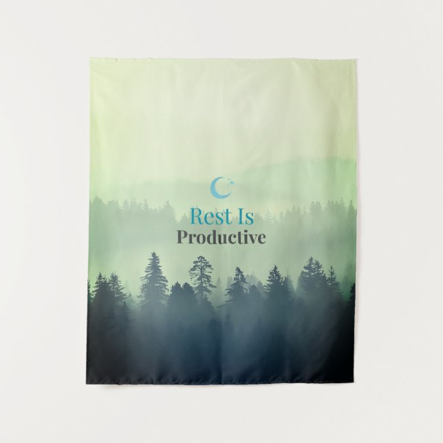 Rest Is Productive – Minimal Motivational Wall Tap Tapestry (Front)