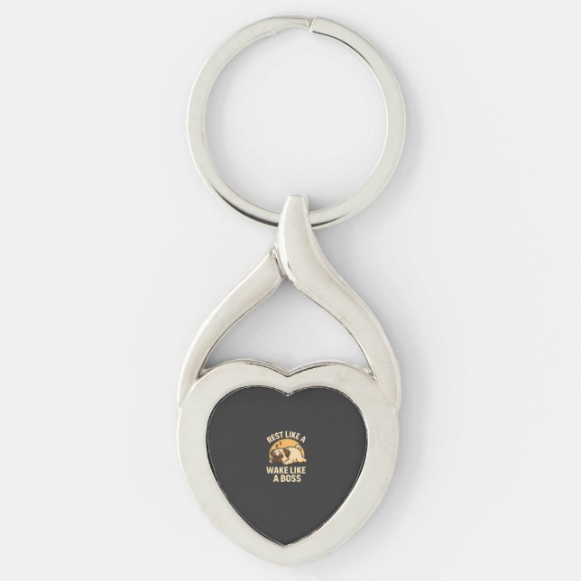 Rest Like A Pug - Wake Like A Boos Key Ring (Front)