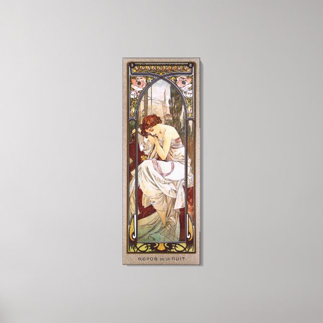 Rest Of The Night by Alphonse Mucha Canvas Print (Front)