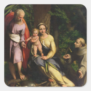 Rest on the Flight into Egypt, c.1515 (oil on canv Square Sticker