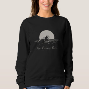 Rest Recharge Reset Mindful Meditation Moon Wave Sweatshirt