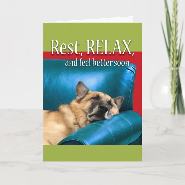 Rest, Relax, and Feel Better Soon, Dog Asleep Card (Front)