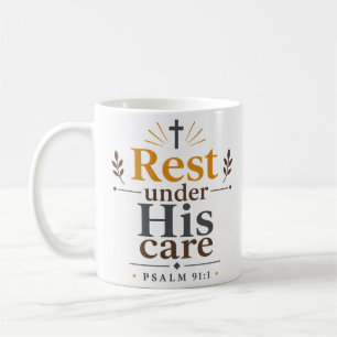 Rest Under His Care Christian Bible Verse Coffee Mug