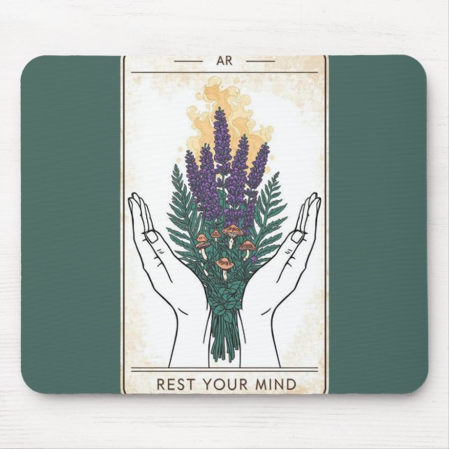 Rest Your Mind Retro Tarot Card Mouse Pad (Front)