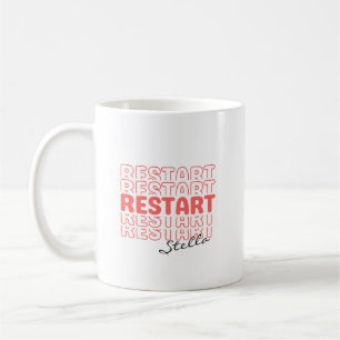 Restart Coral Wavy Retro Custom Name Text Coffee Mug