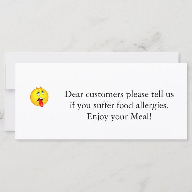 Restaurant Allergy Notice v2.0 (Front)