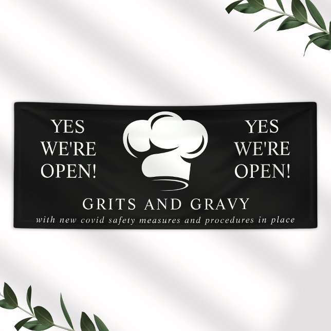 Restaurant Black White Chef Hat Business Banner (Creator Uploaded)