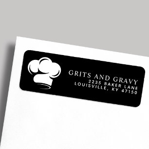 Restaurant Black White Chef Hat Return Address