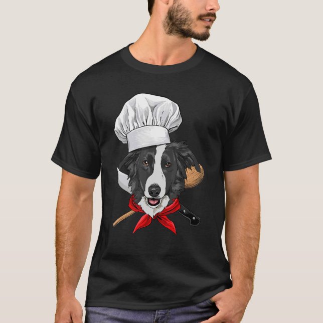 Restaurant Border Collie Chef Cook Kitchen Cooking T-Shirt (Front)