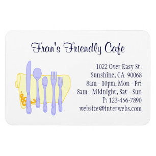 Restaurant Business Card Blue Yellow Custom Magnet