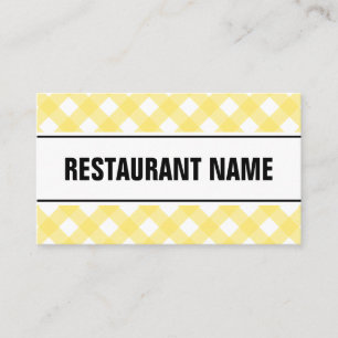 Restaurant business card template   yellow plaid