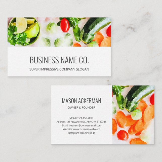 Restaurant Business Cards / White BG (Front/Back)
