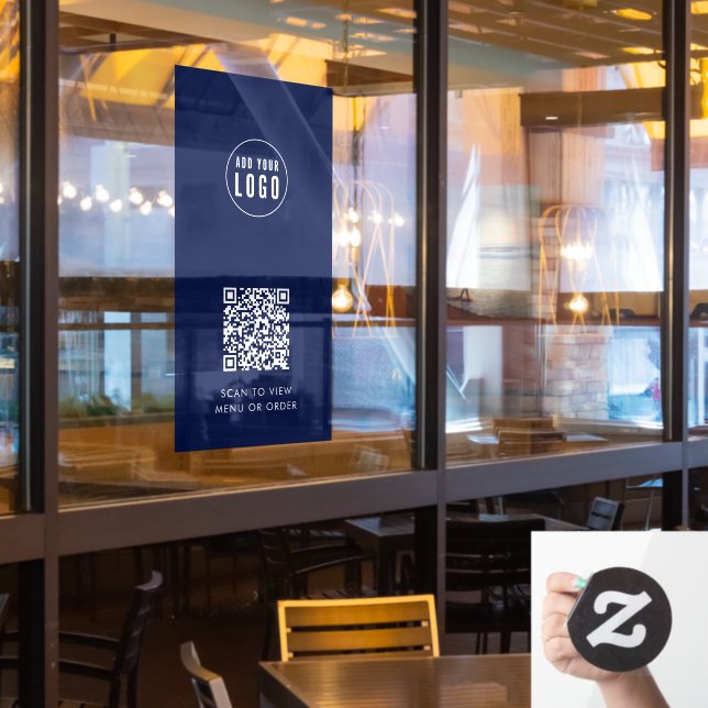 Restaurant Cafe Add Logo and QR Code Custom Colour Window Cling (Restaurant Window)