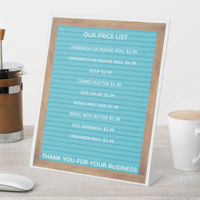 Restaurant Cafe Coffee Shop Store Price List Pedes Pedestal Sign (In SItu)