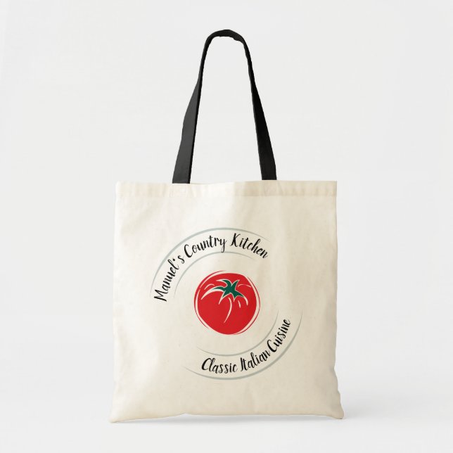 Restaurant Cafe Logo Red Tomato Customise Tote Bag (Front)