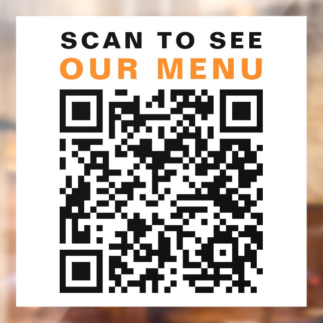 Restaurant Cafe Menu QR Code White Window Cling (Sheet 2)