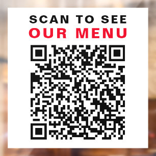 Restaurant Cafe QR Code Scan Menu White Window Cling