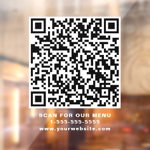 Restaurant Cafe QR Code White Window Cling