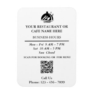 Restaurant Cafe QR Contact Business Hours Magnet
