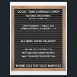 Restaurant Cafe Two Sided Menu Flyer Letterboard<br><div class="desc">Create a take-home flyer to promote your restaurant. This two-sided flyer has the look of a classic letter board or marquee style sign in black set in a brown wood frame. The front of the flyer has spots to add business information and contact details. The reverse side has space for...</div>