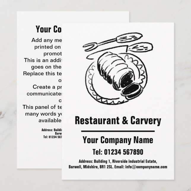 Restaurant & Carvery Cartoon Design Card (Front/Back)