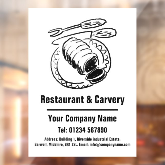 Restaurant & Carvery Cartoon Design Window Cling (Sheet 2)