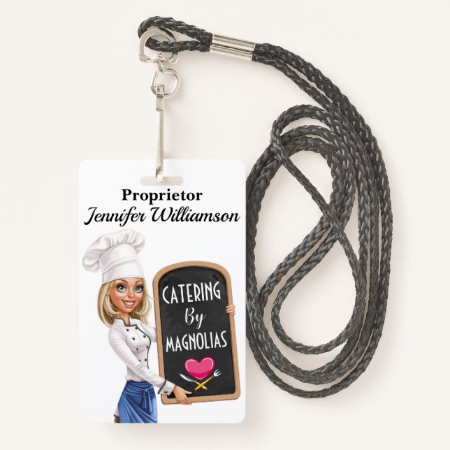 Restaurant - Catering Lanyard Badge  ID Badge (Front with Lanyard)