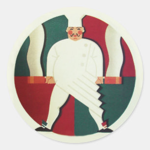 RESTAURANT CHEF COOKING FOOD,CATERING CLASSIC ROUND STICKER