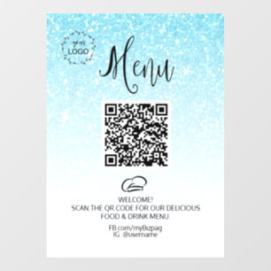 *~ Restaurant Coffee QR LOGO MENU Glitter Window Cling