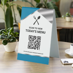 Restaurant Contactless QR Code Blue Menu
