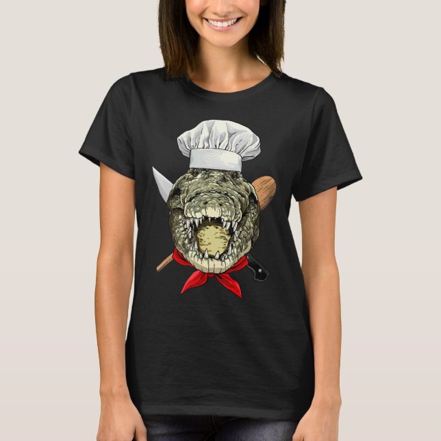 Restaurant Crocodile Chef Kitchen Cook Culinary Al T-Shirt (Front)