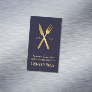 Restaurant Cutlery Chef Caterer Catering Services  Magnetic Business Card