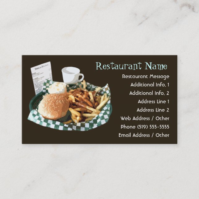 Restaurant / Diner / Cafe Business Cards (Front)