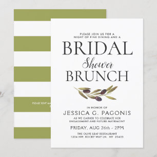 Restaurant Dining Themed Bridal Brunch Sage Invite